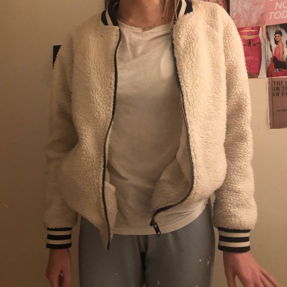White furry coat